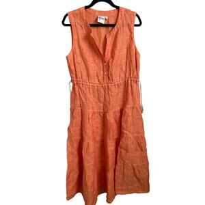 Finley Orange Linen Sleeveless Dress Size Medium